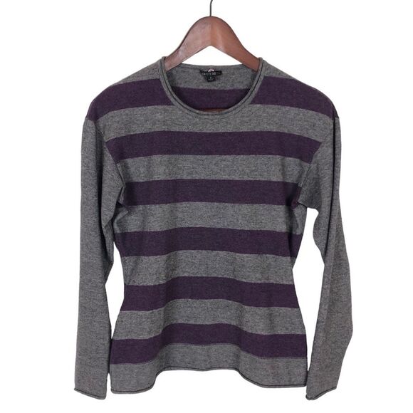 Lafayette 148 Purple Gray Striped Wool Blend Sweater Women's Size Small - Picture 1 of 4